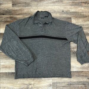 ➡️GEORGE⬅️ Gray+Black Long Sleeve Polo Shirt